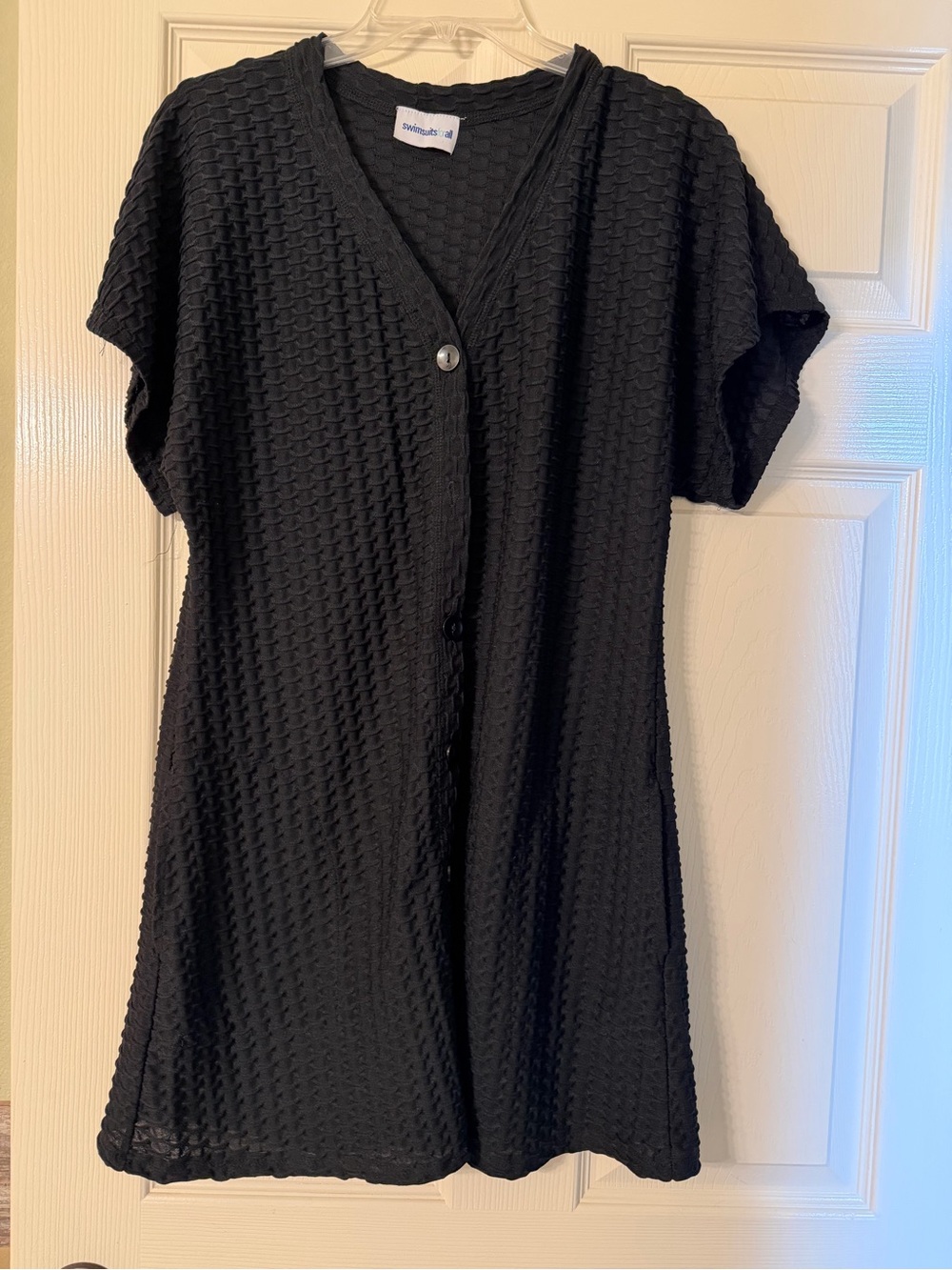 Black Textured Short Sleeve Button Cardigan